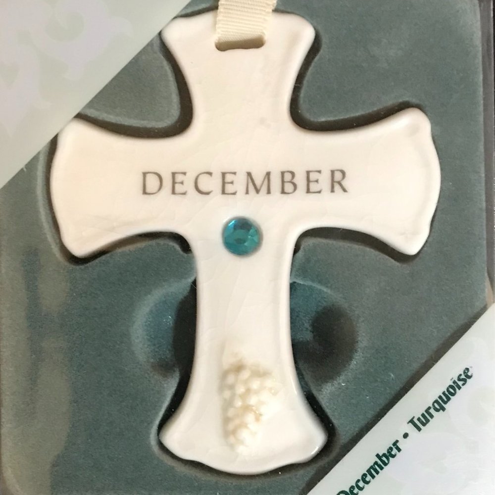 Russ Birthstone Porcelain Cross for DECEMBER